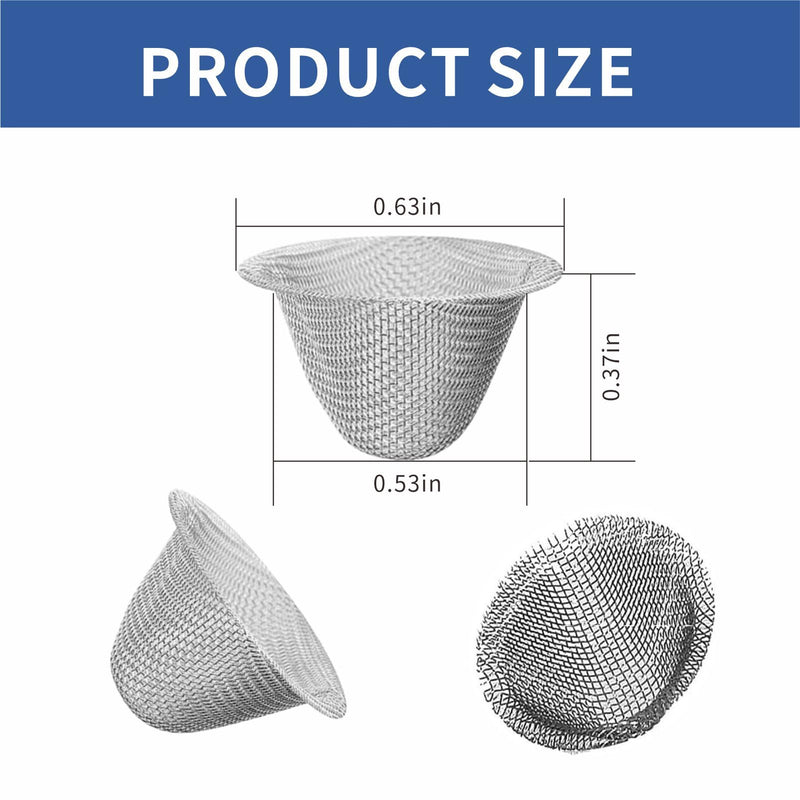 [Australia] - 60 Pieces 1/2 Inch Stainless Steel Mesh Clean Screens with Tapered Design, 0.5 Inch Size, Along with a 3-in-1 Cleaning Tool, Brush, and Stainless Steel Storage Box 