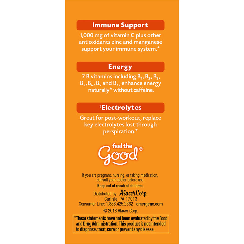 [Australia] - Emergen-C 1000mg Vitamin C Immune Support Powder Super Orange 10CT includes Zinc, Manganese, 7 B Vitamins and Electrolytes for Back to School Essentials 3.2 Ounce (Pack of 1) 