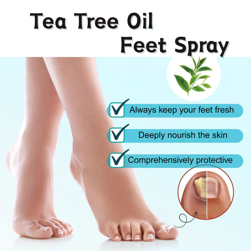 3pcs Foot Spray with Tea Tree Oil,Tea Tree Oil Foot Spray,Clean Feet And Shoes, Keep Fresh, Fast Dry, Suitable For Travel. 3