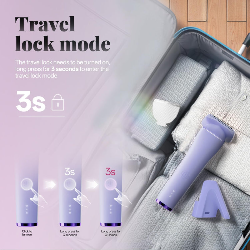 [Australia] - krofaue Women Electric Shaver - Cordless Waterproof Body Foil Shavers, Dry & Wet Electric Razors for Women with LED Display USB Charge Dock Purple Electric Shaver for Women 