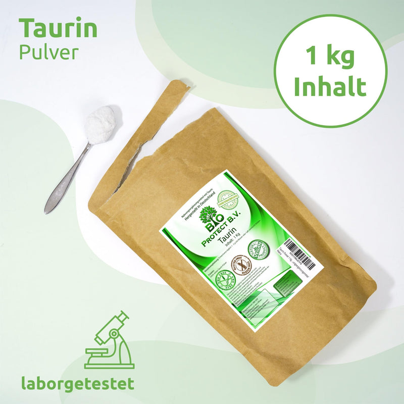 [Australia] - Taurine powder 1 kg 100% vegan and pure without additives! 1000g pure taurine without magnesium stearate - Bio Protect BV premium dietary supplement 