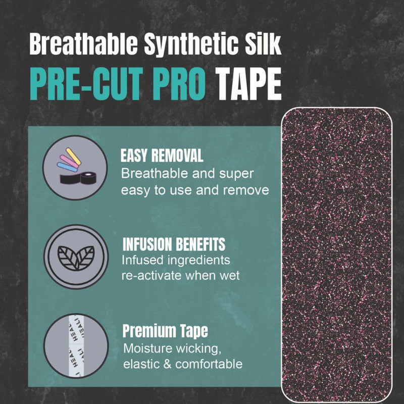 [Australia] - Heali Kinesiology Tape with Magnesium and Menthol, 20 Pcs Precut Strips, K Tape Roll, Knees, Physical Therapy Sports Tape for Muscles and Joints, Water Resistant, Pink Splatter 20pc Pink Splatter 20pc Roll: Pink Splatter 