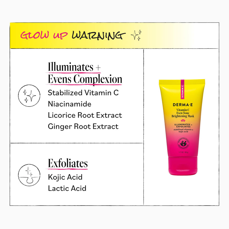 Derma E Vitamin C Even Tone Brightening Face Mask, 1.7 Oz Facial Exfoliant