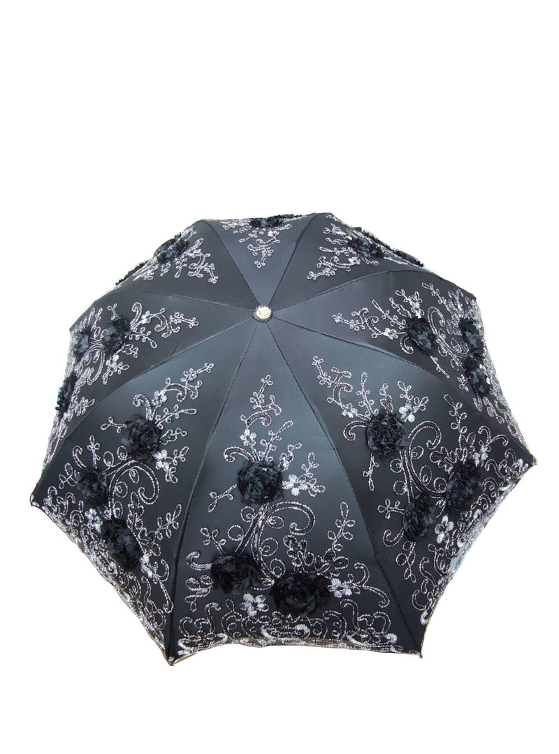 WENDIN Vintage Foldable Lace Parasol Gothic Umbrella rain Anti-uv Protection parasol sunblock umbrella dome Photo Props girls women lace umbrellas 3D flower Black