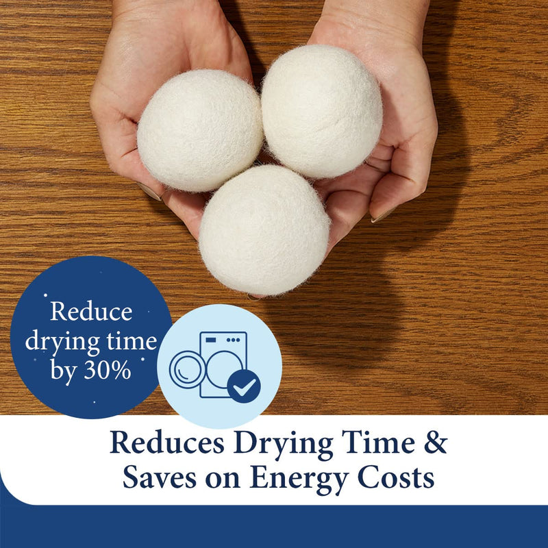 [Australia] - Cosy House Collection Wool Dryer Balls - Premium Reusable Natural Fabric Softener - Eco-Friendly, Saves on Time and Energy - Soften Clothes Naturally - Reusable for Up to 3 Years - White (Pack of 3) 3-Pack 