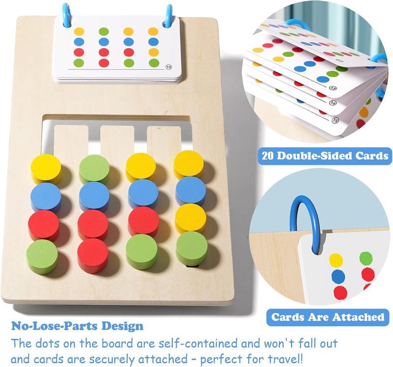 Pack of 2 Dementia Activity 2026 Update Colour Memory Game for Seniors Wooden with 20 Cards, Double-Sided Playable & Cards Securely Fixed, Easy to Grip, Activation & Memory Training