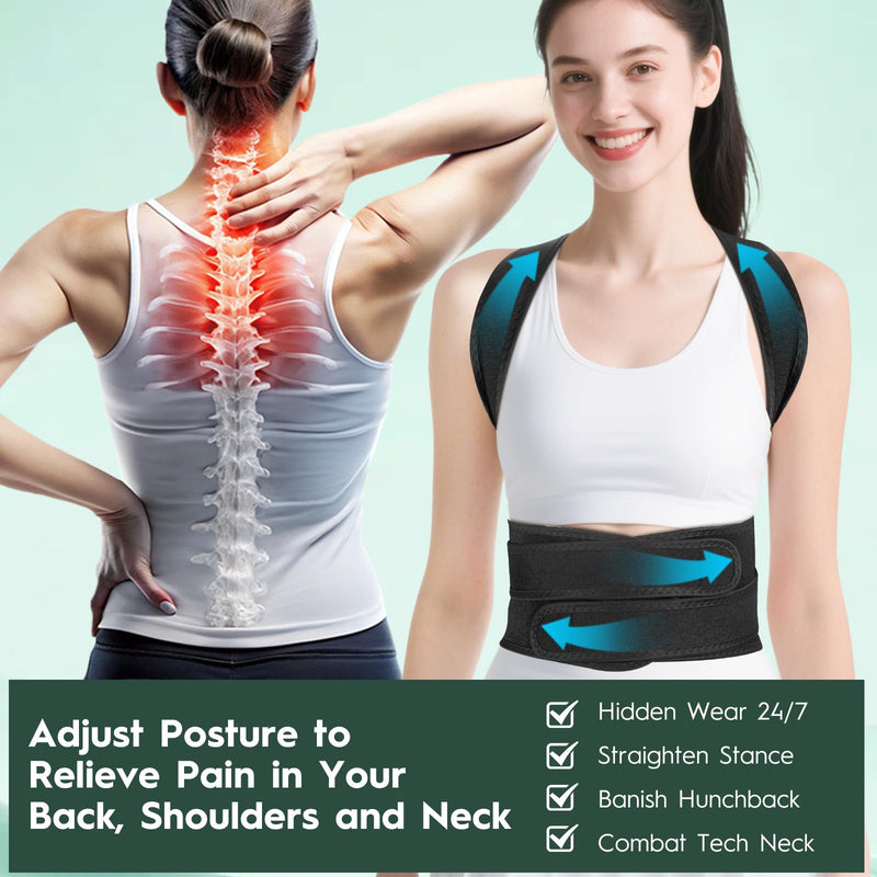 Back Brace Posture Corrector For Men and Women - Bionic System Posture Correctors, Adjustable Full Brace, Shoulder Back Straightener, Neck, Upper And Lower Pain Relief