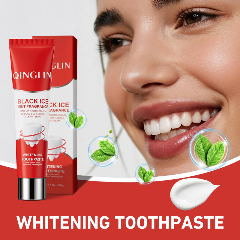 [Australia] - Qinglin Black Ice Mint Whitening Toothpaste, Reduces Tooth Stains, Deep Cleaning Formula 