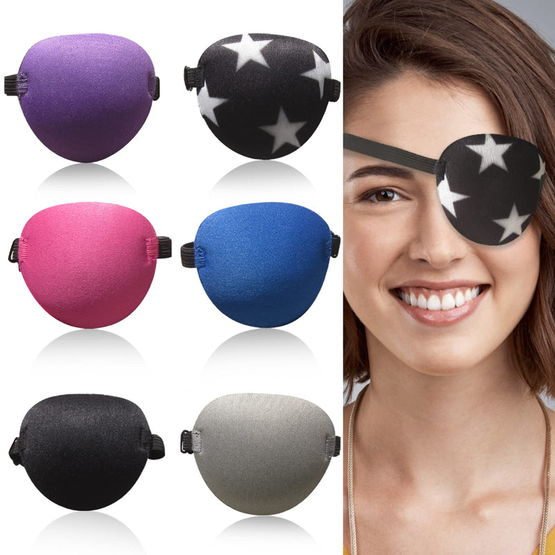 6PCS Eye Patch, Adjustable Soft Eye Patches for Adults and Kids,Medical Eyepatch,Amblyopia Lazy Eye Patches for Left or Right Eyes, 6 Colors