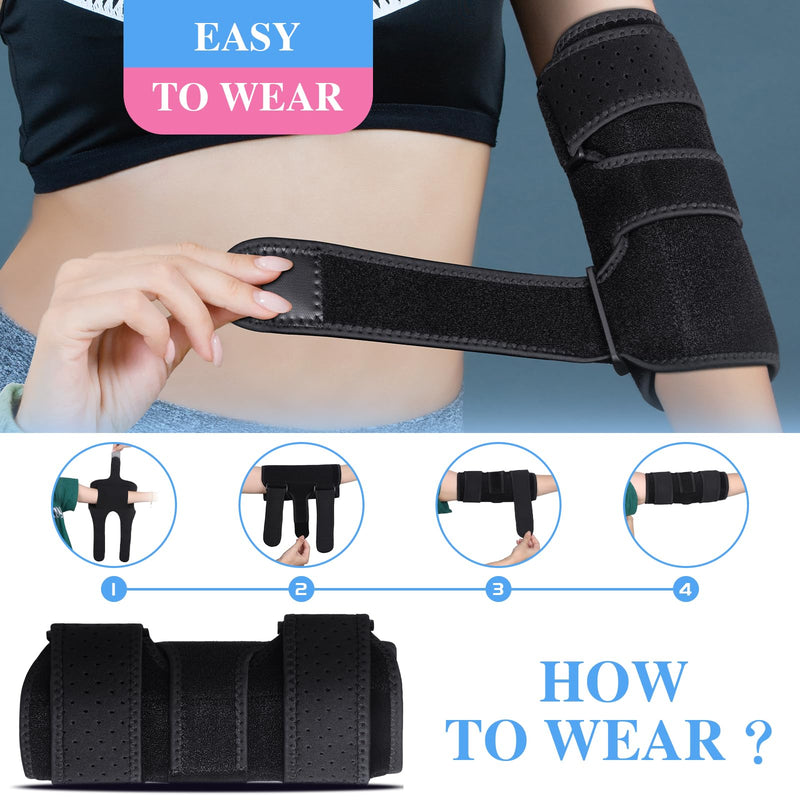 Elbow Brace, Elbow Splint for Cubital Tunnel Brace for Sleeping-Immobilizer for Ulnar Nerve Brace Elbow Pain fit Men & Women Black Small