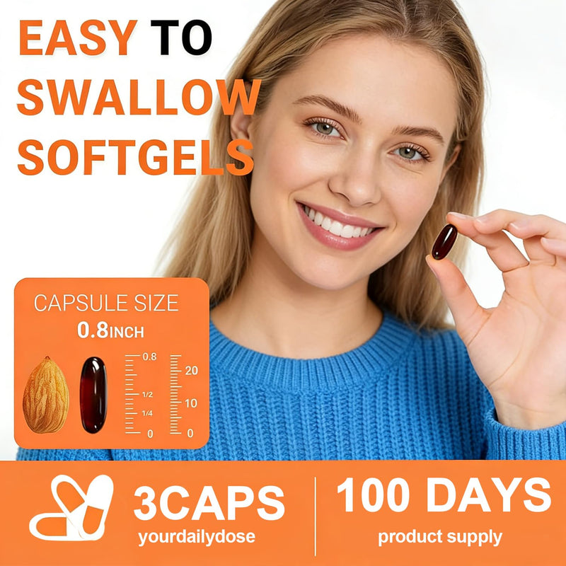 Pumpkin Seed Oil Capsules 300 Softgels, Pumpkin and SeedOil 2 in 1 for Hair Growth,Cold Pressed, Pure Virgin Oil,Good for hair health,Non-GMO,PumpkinSeed Herbal Supplement