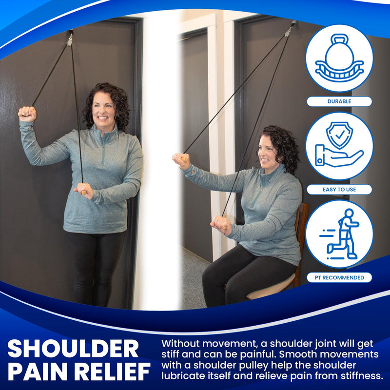 [Australia] - RangeMaster EconoRanger Shoulder Pulley for Over The Door Physical Therapy | Arm Rehab, Rotator Cuff and Surgery Recovery, Pulleys to Alleviate Shoulder Pain | Metal Bracket Door Attachment (Black) Black 