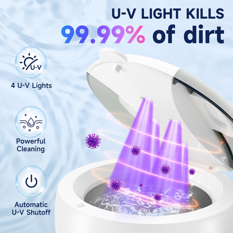 [Australia] - 2025 Ultrasonic Retainer Cleaner Machine for Dentures - 45kHz Retainer Cleaner Machine for Mouth Guards, Braces, Toothbrush Heads, Jewelry with 200ML Capacity, 24W & 4 Modes for All Dental Appliances 