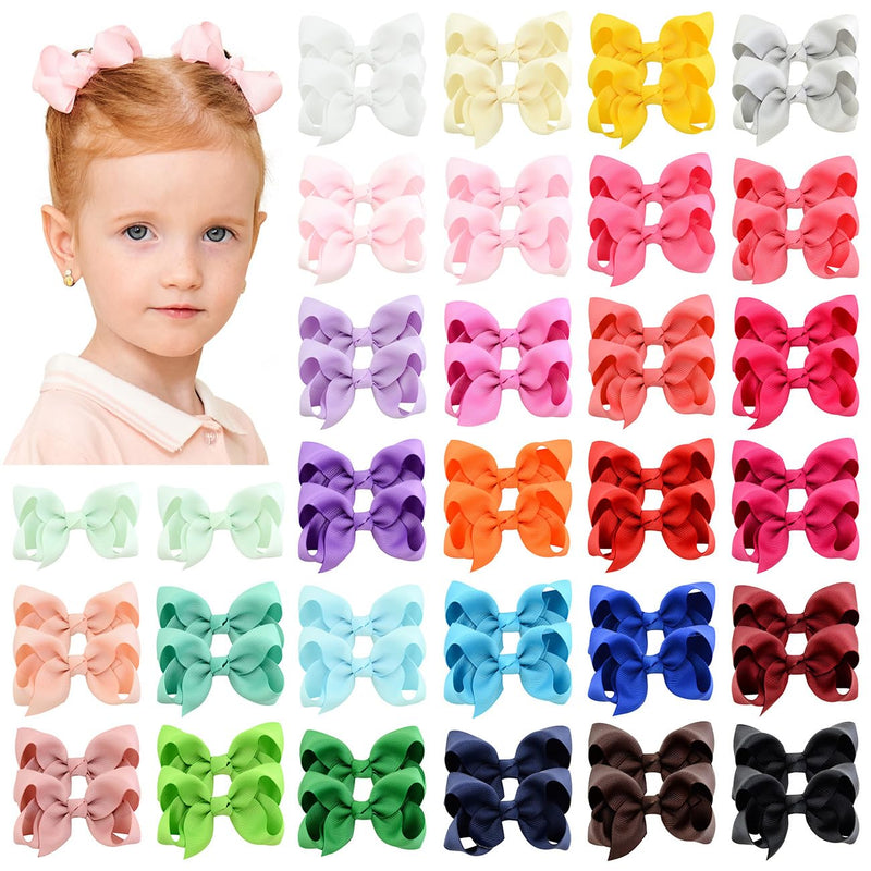 58pcs 3 Inches Grosgrain Ribbon Pinwheel Hair Bows Alligator Clips Hair Barrettes Accessories for Baby Girls Kids Toddlers Teens 29 Colors in Pairs 58pcs