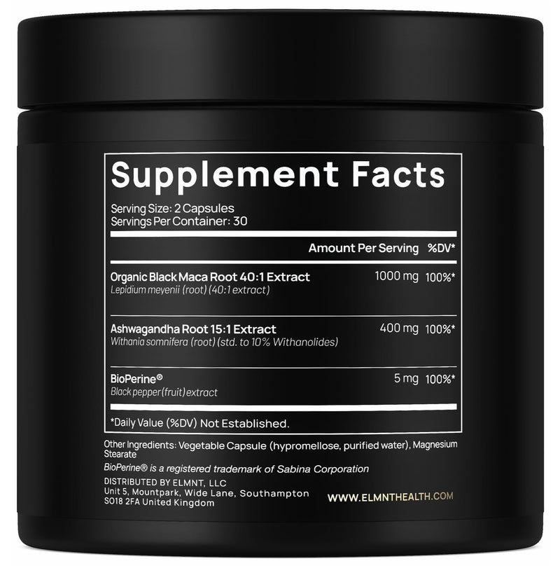 40x Strength Organic Black Maca Root w. Ashwagandha - #1 Highest Potency Maca Root Capsules for Men 40:1 Black Maca Root Powder Extract - 100% Pure Gelatanized Maca Peruana + Ashwagandha for Men Women