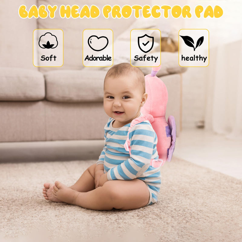[Australia] - Baby Head Protection Backpack - Soft & Comfortable, Cute Cartoon Design, Ages 0-3, Pink Butterfly Q77-PinkButterfly 
