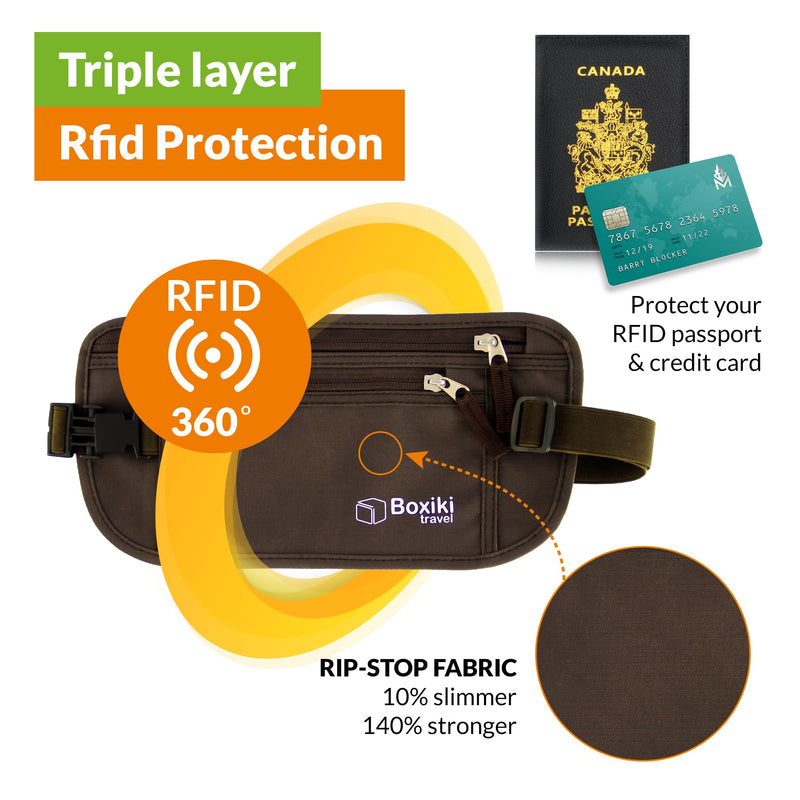 Ultimate RFID Travel Security Bundle - Hidden Money Belt and RFID Blocking Money Belt for Men and Women - Secure Waist Bags for Passport, Cash, and Personal Items.