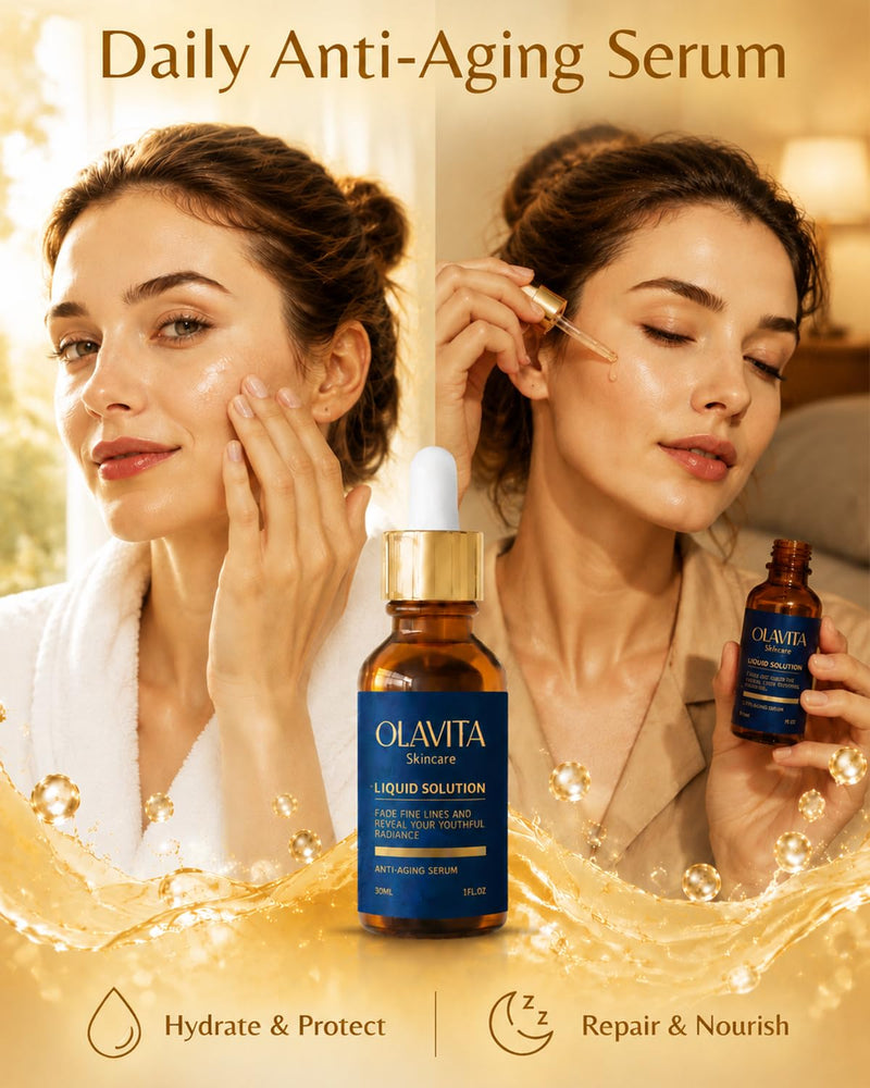 Liquid Solution Anti Aging Serum, Vitamin C & E Hydrating & Firming, with Collagen Support Helps Look of Fine Lines, Improves Elasticity & Radiance for All Skin Types (1, P) 1 1 Fl Oz (Pack of 1)