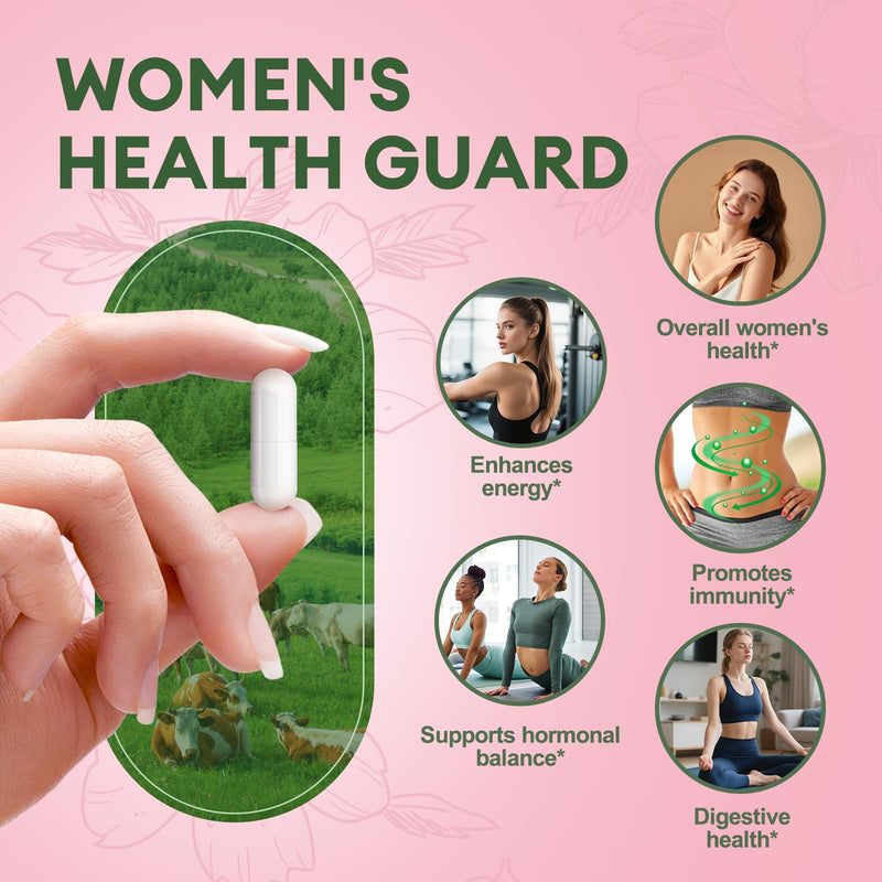 [Australia] - Beef Organ Supplement for Women - Beef Liver, Kidney, Heart,Uterus Tissue - Balance Hormones & Women's Overall Energy - Grass Fed, Pasture Raised - Natural Iron Supplement with Folate - 120 Capsules 120 Count (Pack of 1) 