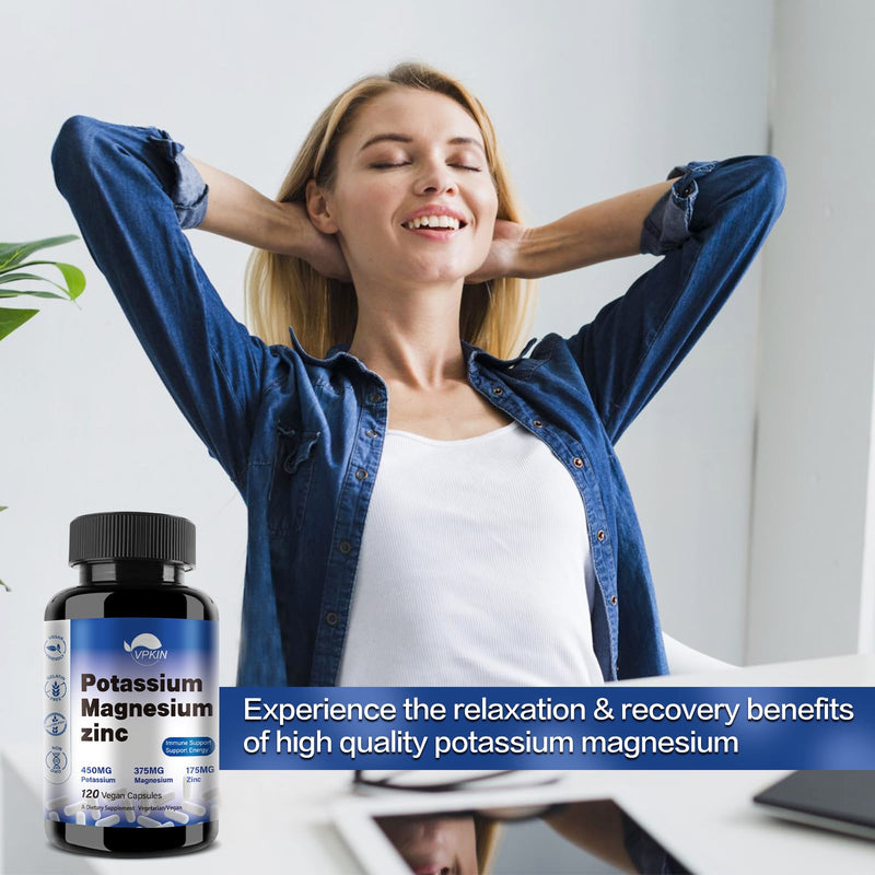[Australia] - Potassium Magnesium Supplement 1000mg, Magnesium Potassium Zinc Aspartate Support Vascular, Bone, Heart, Muscle & Nerve Health, Non-GMO, Vegan, (120 Capsules) Potassium Magnesium 1 Count (Pack of 120) 