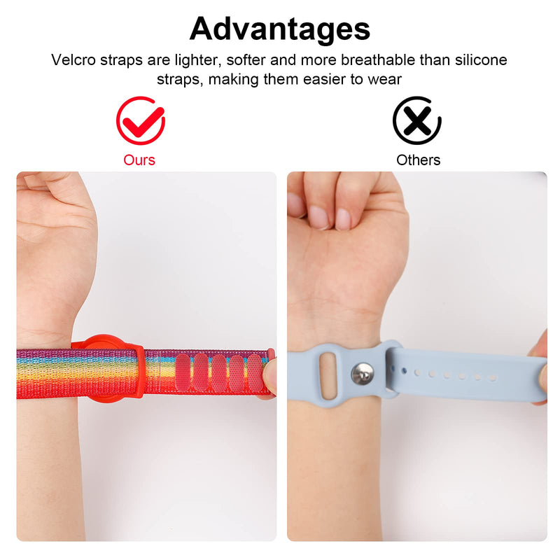[Australia] - Kids Wristband Compatible with Apple AirTag, Protective Case for Air Tag GPS Tracker Holder with Nylon Bracelet, Adjustable Anti Lost Watch Band for Toddler Child Elder (Rainbow B) Rainbow B 