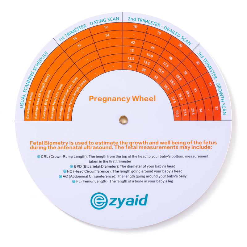 [Australia] - Pregnancy Wheel (Pack of 6), Due Date OB-GYN Calculator for Pregnant Women/Healthcare Providers, Gestational EDC/EDD Wheel with CRL, BPD, HC AC and FL Guide 