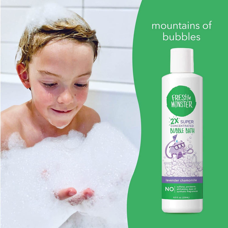 [Australia] - Fresh Monster Kids Foaming Bubble Bath | Hypoallergenic, Natural for Kids & Toddlers | Super Concentrated | Soothing Lavender Scent | Bath Time Essentials 8.5 Fl Oz (Pack of 1) 