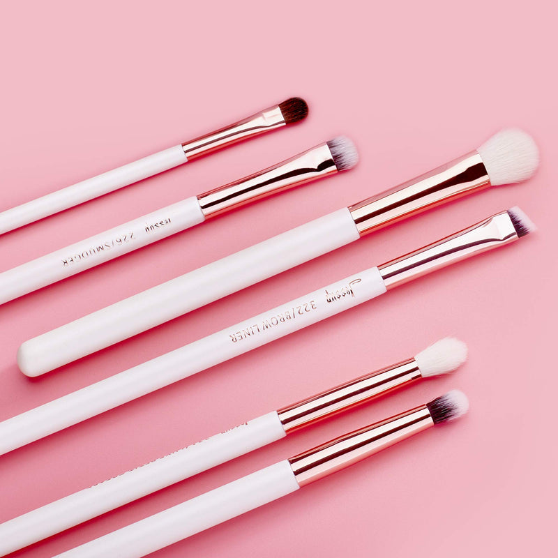 Jessup Eye Brushes 15Pcs Professional Makeup Brushes Make up Brush Set Cosmetics Tools Eye Liner Shader Wood Handle Natural-synthetic Hair,T217 White/Rose Golden