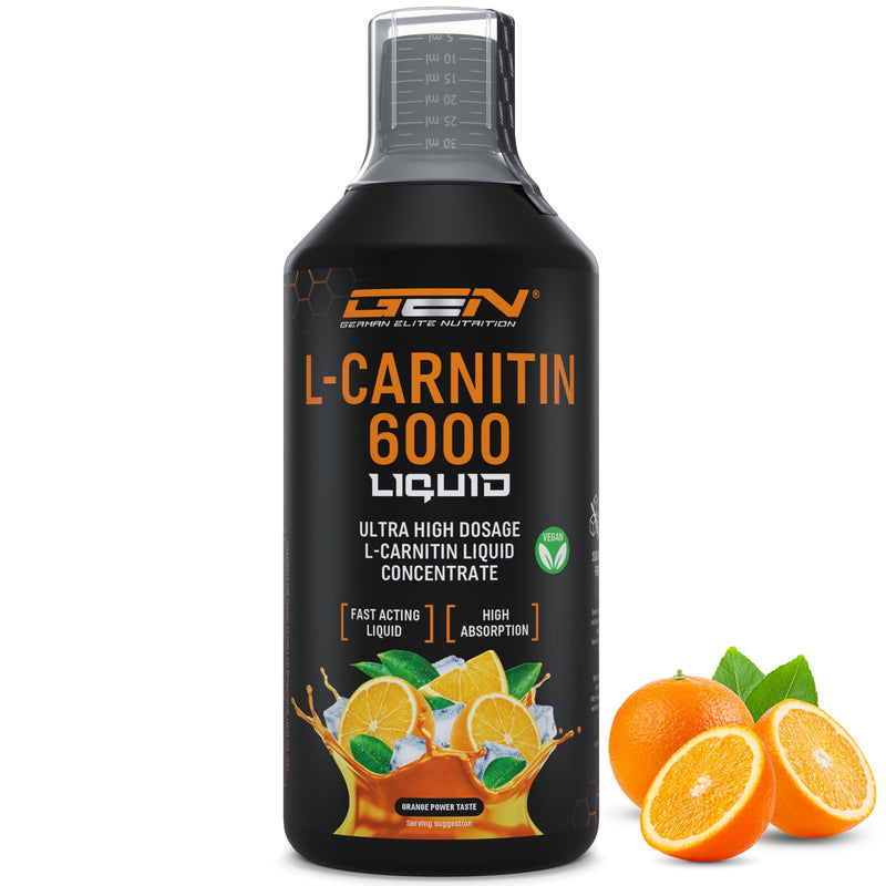 [Australia] - L-Carnitine 6000 Liquid - 1000 ml - Extra high dosage with 6000 mg of pure L-Carnitine per daily serving - Amino Workout Drink - Delicious taste (Orange Power) - Vegan 