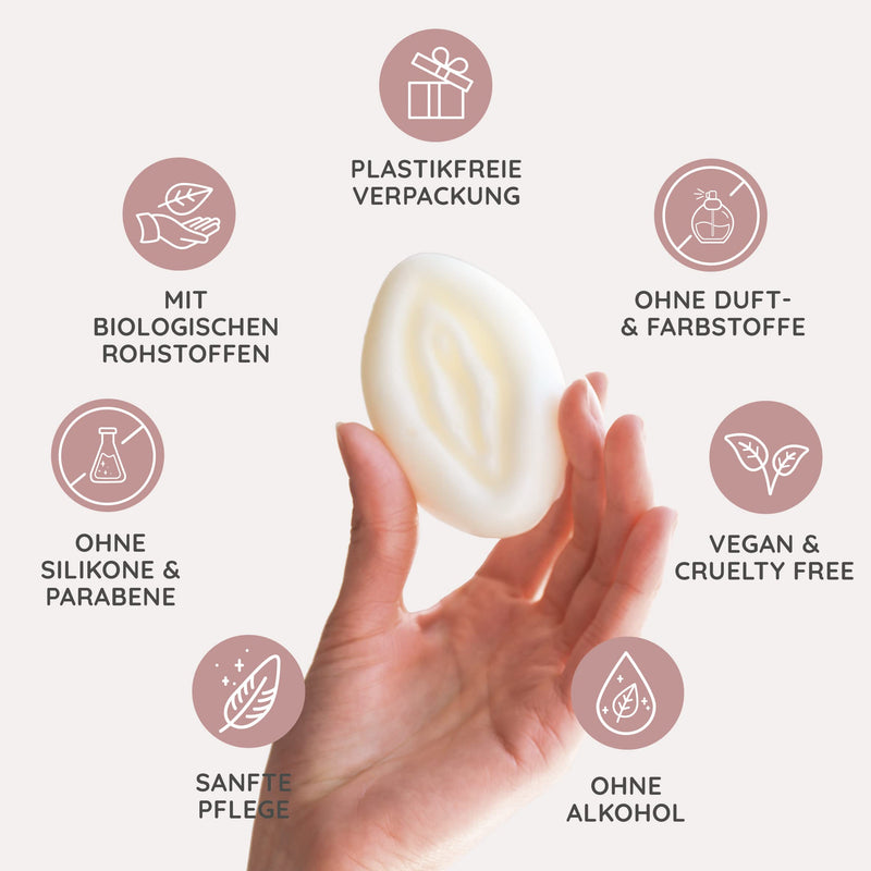 [Australia] - MYLILY 2 in 1 washing bar solid soap | Intimate care for women | 60 grams for cleaning and shaving | Shaving soap for women in vulva shape | Cocoa & Shea Butter & Coconut Oil | 