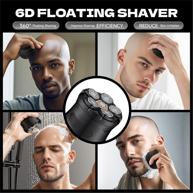 [Australia] - Bald Hair Clipper, Hair Trimmer for A Bald Head, Beard Shaver, Magnetic Six-Blade Head, Easy to Clean, USB Charging, Two-Speed Settings, Extra-Long Battery Life, an Ideal Gift for Fathers and Men 