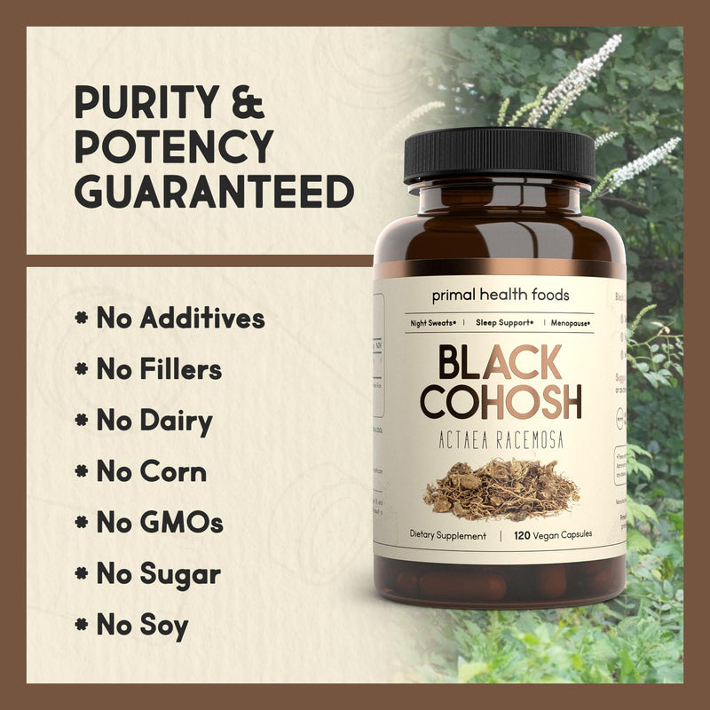 [Australia] - Organic Black Cohosh 1000 mg 60 Servings | Menopause, Night Sweats and Sleep Support | Vegetarian, Organic, Non-GMO & Gluten Free 