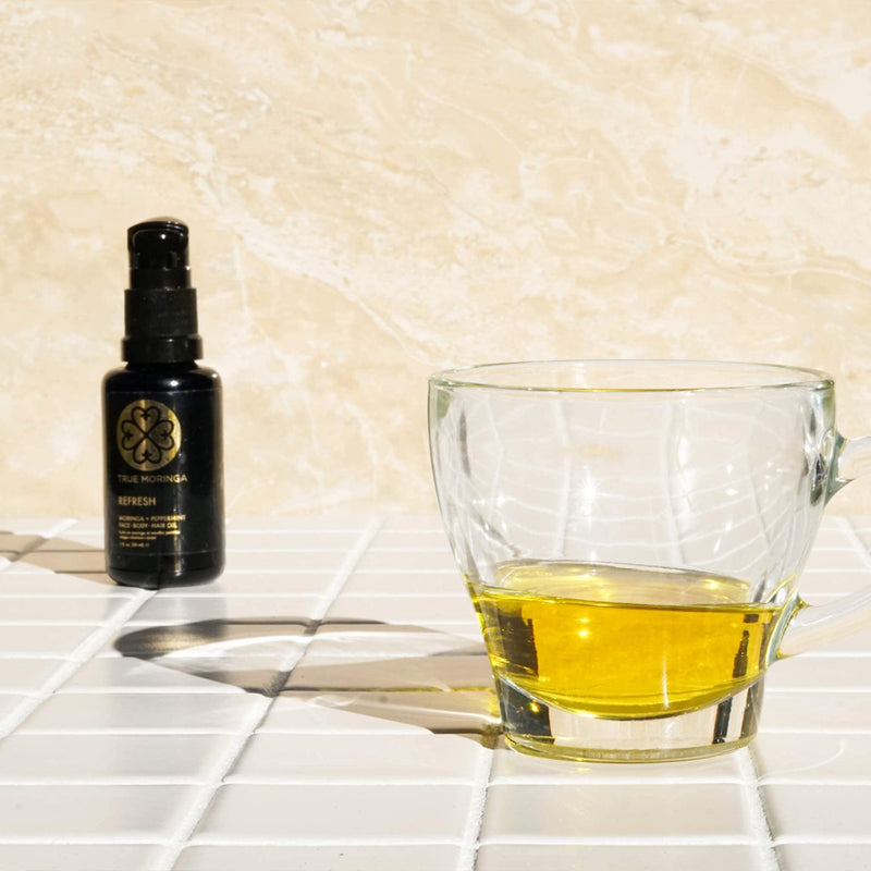 True Moringa Oil for Face, Body & Hair - 100% Pure Cold-Pressed Oil - Unrefined, Anti-aging, Reduce Wrinkles, Brightening Skin Tone, Minimize Age Spots - Vegan & Non-GMO (Peppermint, 30 ml) Peppermint 1 Fl Oz (Pack of 1)