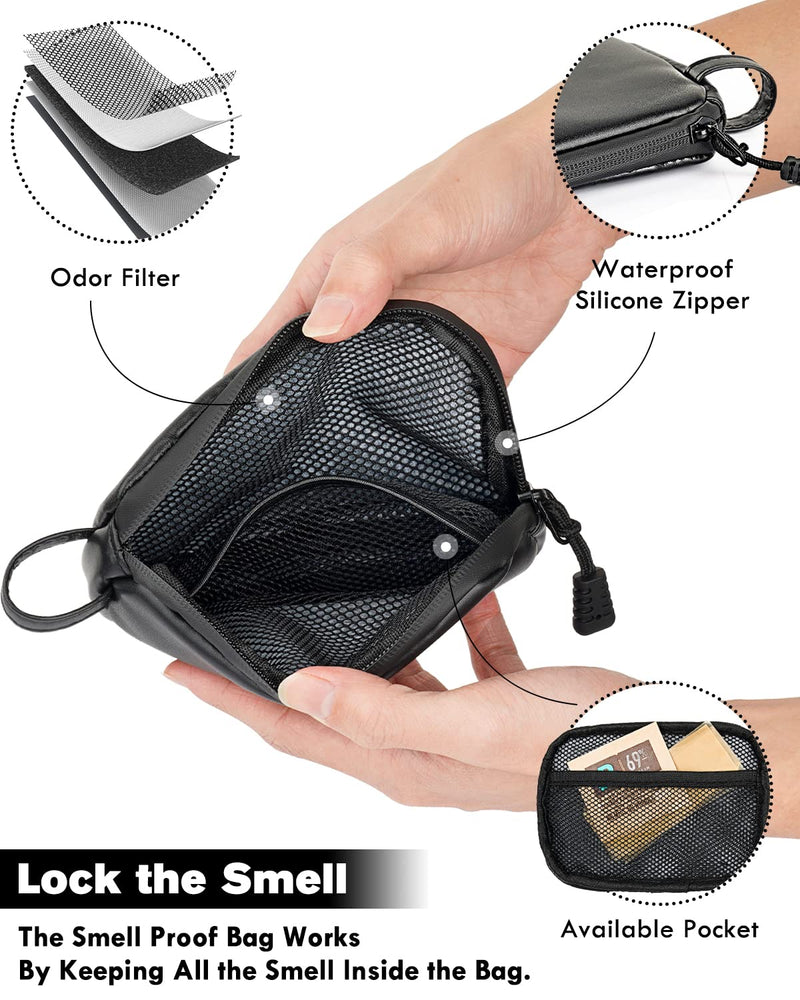 [Australia] - Smell Proof Bag Carbon Lined Container Odor Proof Bag Smoking Pipe Stash 6.3 x 4.3 Inch Durable Medicine Organizer Pouch Odorless Pipe Bags-Great Gifts for Women Black 