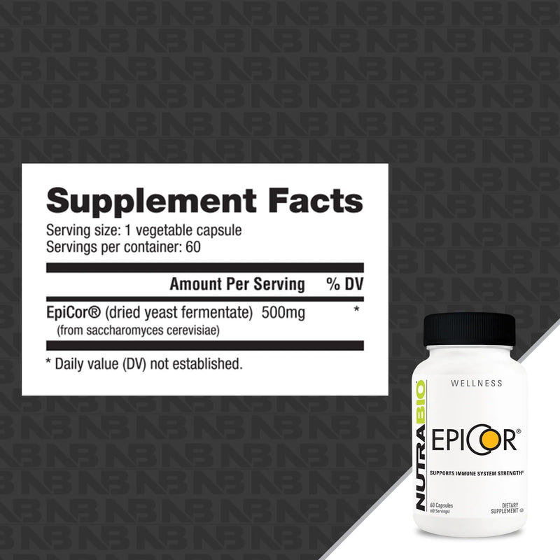 NutraBio Epicor Multi Vitamin, 500mg, 60 Vegetable Capsules | Prebiotic, Antioxidant Support, Independent Lab Tested