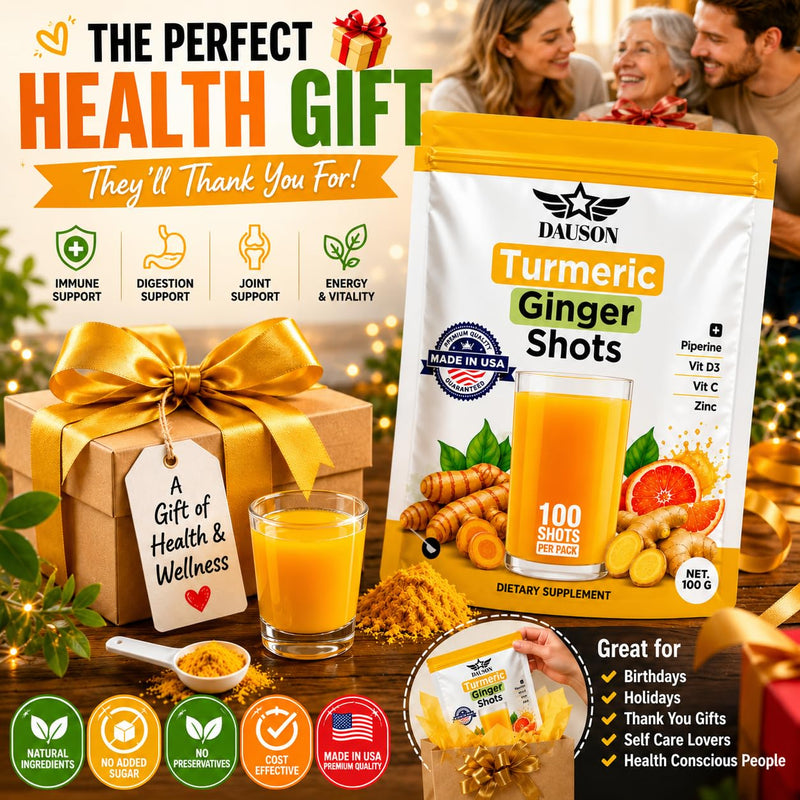 Turmeric Shots for Joint Support, Immune Boost, Gut Health – Boosted with Ginger, Piperine, Zinc, Vitamin D3, Vitamin C – Powder – 100 Servings – Made in USA 100 Turmeric Shots