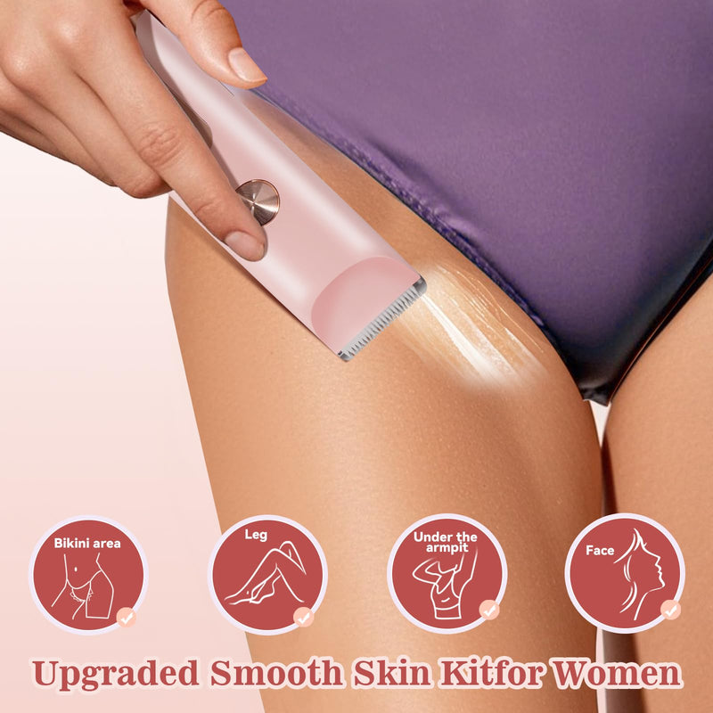 [Australia] - Bikini Trimmer for Women 2in1 High Power Epilators Hair Removal Waterproof Electric Razors Women's Electric Razor Pubic Hair Trimmer Shaver for Women for Ladies Pubic, Face, Underarms, Legs (Pink) Pink 