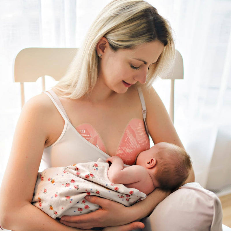 [Australia] - Momcozy Larger Breast Therapy Packs, Hot and Cold Breast Pads with 2 Soft Covers, Breastfeeding Essentials for Relieve Clogged Ducts, Nipple Pain, Engorgement, 2 Pack pink 