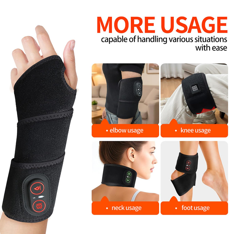 Cordless Wrist Hand Heating Pad Massage for Pain Relief Carpal Tunnel | Hand Arthritis,Wrist Pain Relief,3000mAh Rechargeable Heated Wrist Wrap for Daily Comfort