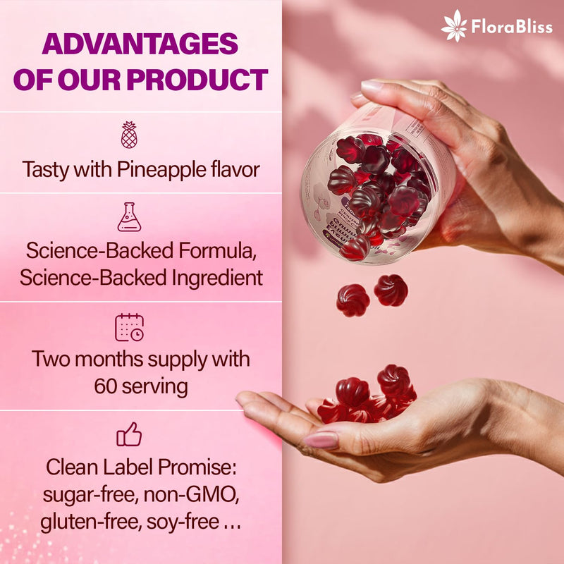 [Australia] - FloraBliss 120 Evening Primrose Oil Gummies | 1500mg | with Black Cohosh, Chasteberry, Ginger Extract for PMS & Menopause Support, Hormonal Balance | Vegan, Non-GMO, Sugar-Free 1 Count (Pack of 120) 