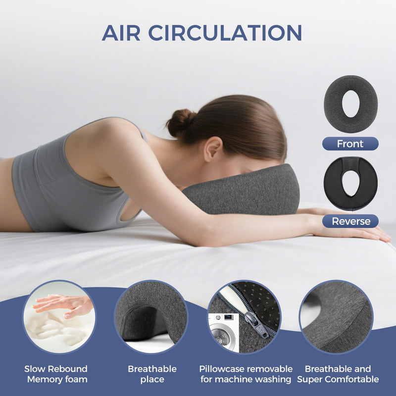 [Australia] - Face Down Massage Pillow - Removable Cover for Massage Tables & Massage Bed, Esthetician Supplies for SPA, Beauty & Tattoo Professionals Facial Pillow (Type A) Dark Gray 
