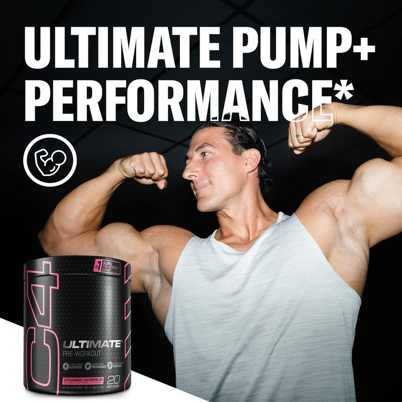 [Australia] - Cellucor C4 Ultimate Pre Workout Powder Watermelon - Sugar Free Preworkout Energy Supplement for Men & Women - 300mg Caffeine + 3.2g Beta Alanine + 2 Patented Creatines - 20 Servings Strawberry Watermelon 20 Servings (Pack of 1) 