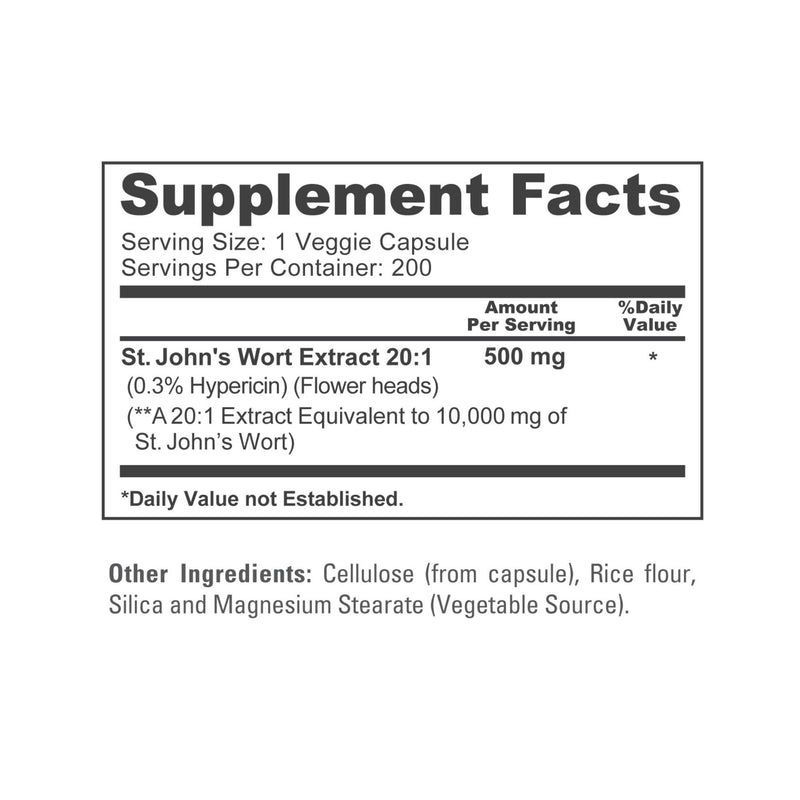 [Australia] - NusaPure St. John's Wort 10,000mg 200 Veggie Capsules (Vegetarian, Non-GMO) Bioperine 