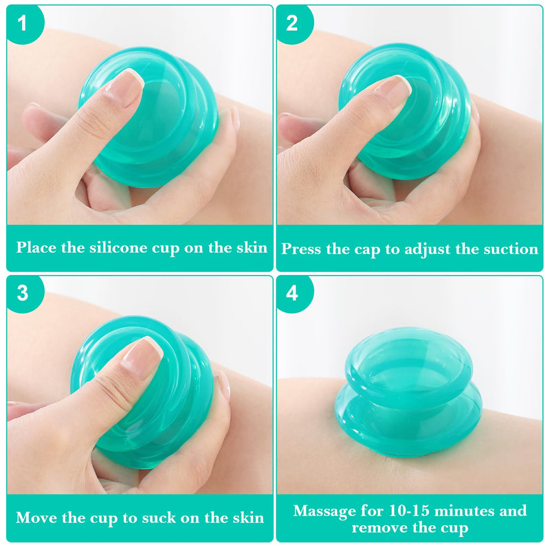 [Australia] - Geiserailie 16 Pcs 4 Sizes Cupping Therapy Set Silicone Cupping Massage Cups Professional Chinese Therapy Cup Vacuum for Body Muscle Nerve(Green) Green 