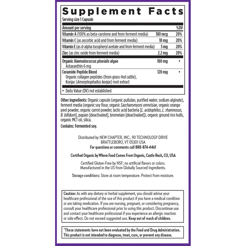 New Chapter Daily Skin Renewal Supplement, 30 Capsules | Clinical-Strength Astaxanthin for Youthful Skin Care and Collagen Protection with Vitamin C, A, E, and Zinc, One Daily