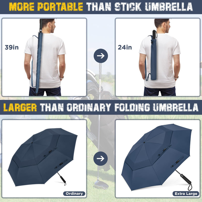 ZOMAKE Travel Umbrella Compact - 45/62 Inch Portable Collapsible Umbrellas for Rain Windproof - Paraguas Automatic Small Folding Umbrella Lightweight Packable Umbrella for Women Men(Navy Blue&Blue)