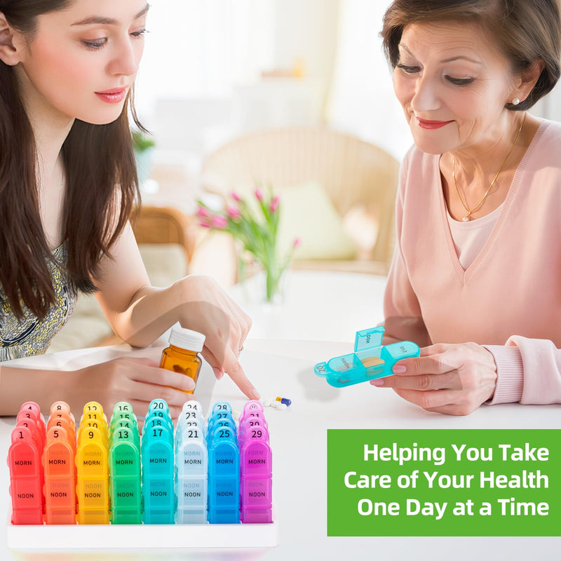 Monthly Pill Organizer, 31 Day Pill Dispenser 3 Times a Day with Small Pill Box, 4 Week Pill Container for Vitamins, Fish Oil, Supplement and Medicine- BPA Free, Easy to Use 31 Count (Pack of 1)