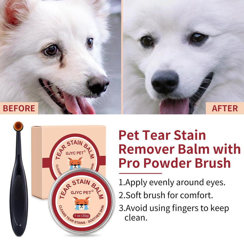 Natural Pet Tear Stain Remover Balm with Professional Brush – Safe, Gentle & Effective Eye Care for Dogs & Cats, Removes Tear Stains, Reduces Redness, Protects Sensitive Eyes, 1 oz - PawsPlanet Australia