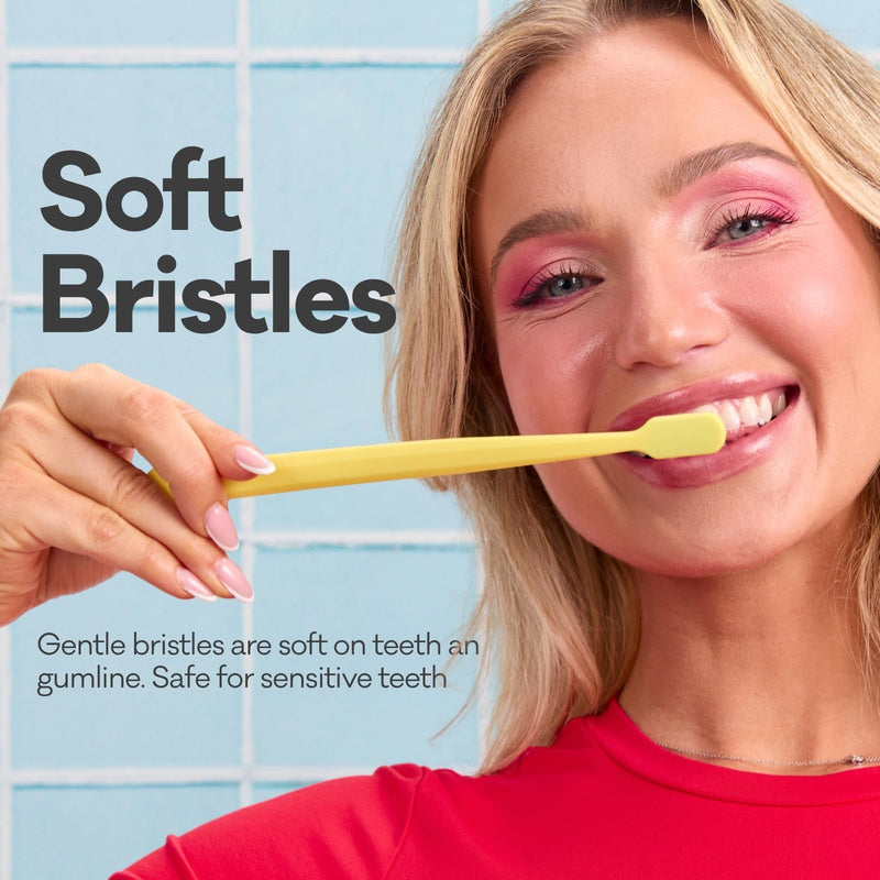 Grin Charcoal-Infused 100% Recycled Toothbrush, Soft, 4 Count (Pack of 2), Summer Beach, Suitable for Sensitive Teeth and Gums 4 Count (Pack of 2)