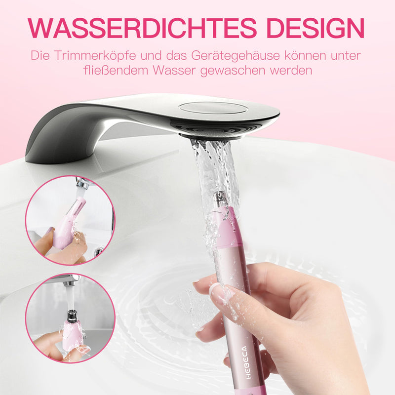 [Australia] - HEBECA Nose Hair Trimmer Women - Nose Trimmer Women's Eyebrow Razor Electric Women's Nose and Ear Trimmer Portable Rechargeable USB 2 in 1 Face Razor Women Pink 